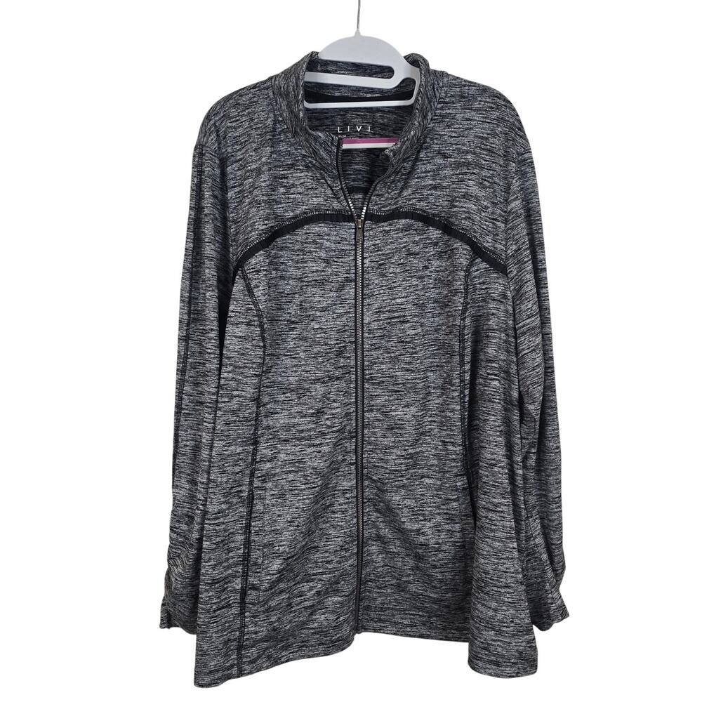 Women's LIVI Gray Black Full Zip Athletic Jacket | Size 22/24